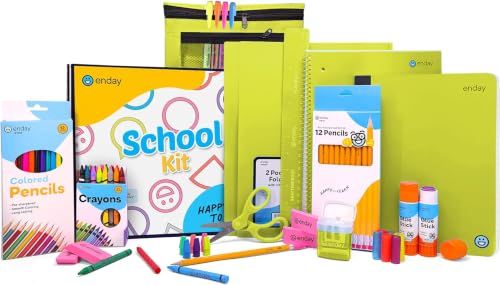 Enday Back to School Supplies for Kids, School Supply Box Grades K-5 - color: Green, size: 1 Kit