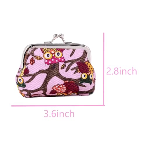 Lovely Owls Pattern Coin Purse- Mini Owl Design Clasp Pouch Wallet Key Bags Money Bag, Perfect Present for Purses Women Girls Wallets Buckle Party Favors - color: purple