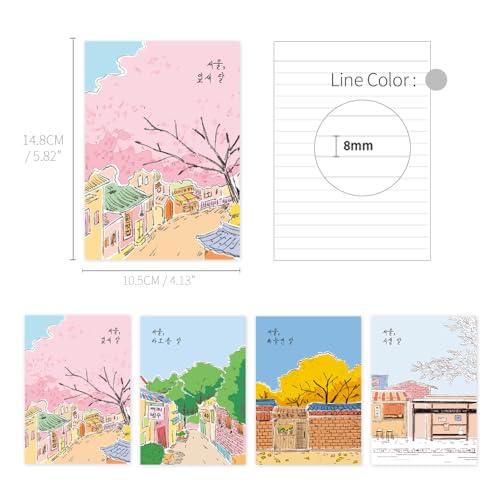 Monolike Stitch Mini Line Note Seoul-Four Seasons 4p SET - color: Seoul-Four Seasons 4p SET