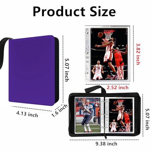 Mini Card Binder 1-Pocket - Super Lightweight Zipper Binder Holds 80+ Trading Cards, Top Loading Collectible Album for TCG, MTG, Sports & Game Cards, Portable Gift for Girls & Collectors (Purple) - color: Purple