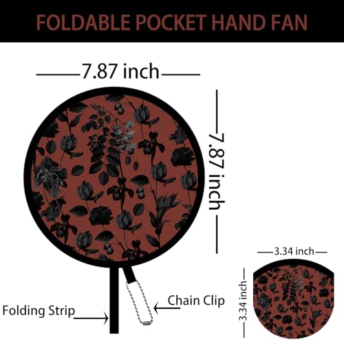 4 Pack Chic Black Botanical Foldable Hand Fans, Versatile Round Handheld Fans for Travel, Events, Indoor and Outdoor (Chic Black) - style: Chic Black