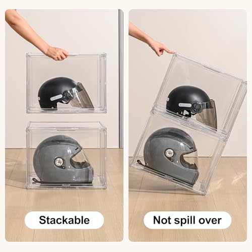 XXX-Large Clear Display Case 17.7" x 13" x 13" Extra Large Display Organizer Box with Magnetic Door, Stackable Acrylic Storage Bin for Boots, Shoes, Collectibles, Bags, Figures