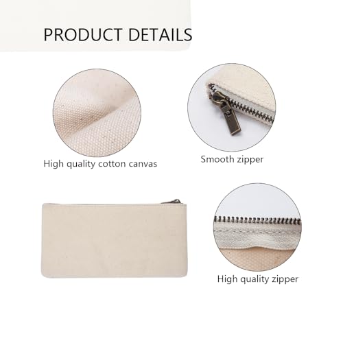 Slim Pencil Case Small Pencil Pouch Pen Case (Canvas Beige) - color: Beige