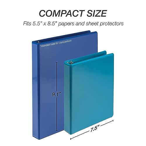 Samsill Economy 1 Inch Mini 3 Ring Binder, Round Ring Binder, Holds 5.5 x 8.5 Inch Documents, Customizable Cover, 1" View, 6-Pack, Assorted Fashion - color: Assorted, size: 1" View, style: 6-Pack