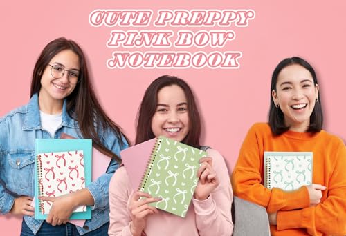 QUICQOD Cute Green Bow Spiral Notebook Journal for Women 5.5x8.3 Inch - color: Green2