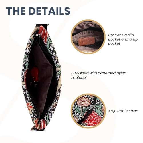 Signare Tapestry Crossbody Bag Sling Shoulder Purse for Women - color: Cray