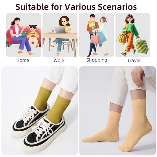 Corlap Women's Thin Above Ankle Socks-6Pairs Cotton Bootie Dress Crew Socks - color: 6 Pairs Mix Colors, size: 6-9