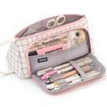 EASTHILL Big Capacity Pencil Case Pouch Pen Case Simple Stationery Bag School College Office Organizer for Teens Girls Adults Student - color: Plaid White