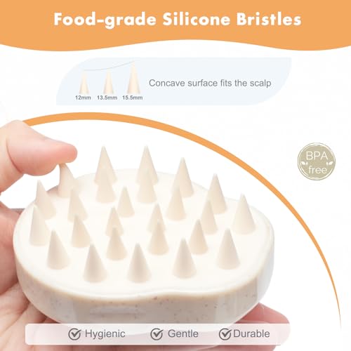 FREATECH Scalp Massager Hair Growth, Scalp Scrubber Shampoo Brush with Soft Silicone Bristles for Dandruff Removal and Hair Care, Wet & Dry Hair Massager Scalp Exfoliator, Beige - color: Beige