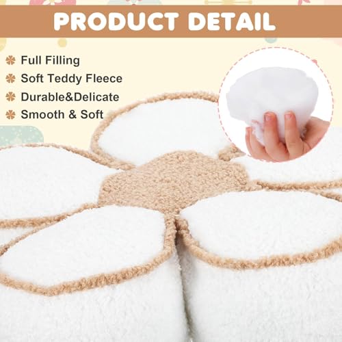 Menkxi 2 Pack Flower Pillows Cute Flower Shaped Pillows Daisy Pillow Throw Soft Floor Cushion for Living Room Bedroom Sofa Couch Winter Warm Decoration 15.7 Inch(White) - color: White