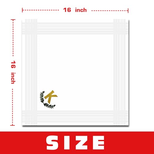 3 Pcs Men's Handkerchiefs, White Embroidered Initial Monogrammed Handkerchiefs for Men Suit Soft Cotton - style: K