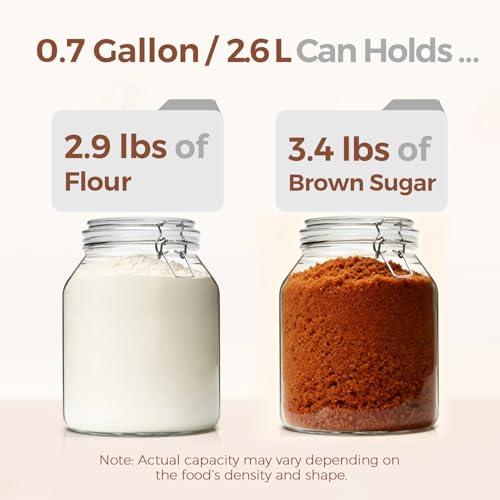 ComSaf Glass Pantry Jars with Airtight Lids 0.7 Gallon 2 Pack Wide Mouth - size: 88oz*2