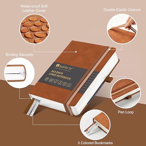 &And Per Se Lined Journal Notebook, 365 Pages, A5, 5.7'' x 8'' 100GSM Thick Paper, Journals for Writing, Hardcover Notebooks for Women Men (Brown) - color: Brown, style: 365-Lined