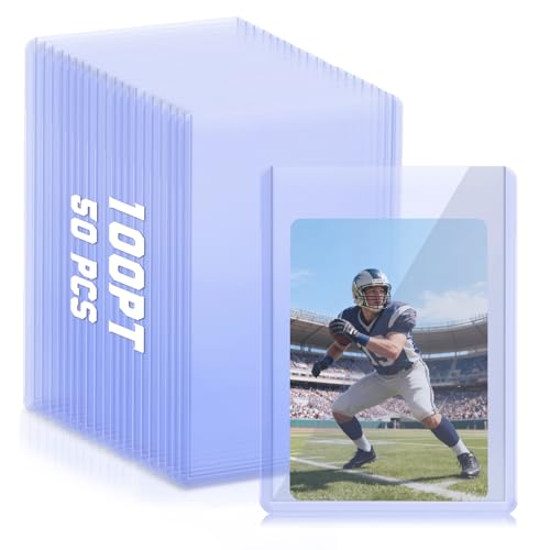 DEDC 50 Top Loader Thick Card Load Holder Storage for Trading Cards Sports Sleeves Hard Plastic 100 Point Protective Toploaders 3"X4" Rigid Memorabilia Collectibles - size: 100pt