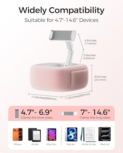 LULULOOK Tablet Pillow Stand for Kindle/iPad, Kindle Holder for Bed, Pink - color: Snug Pink