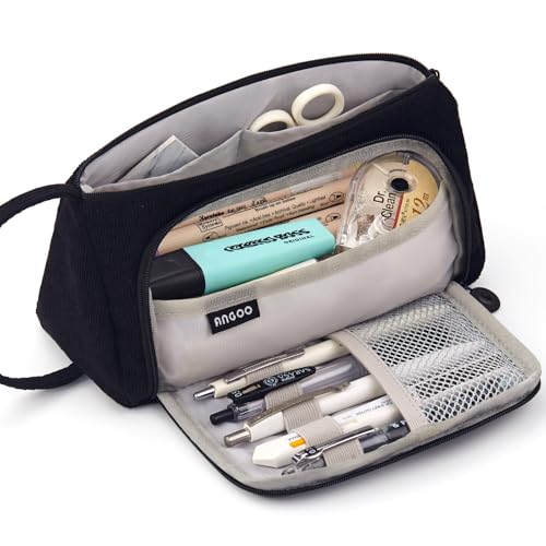EASTHILL Big Capacity Pencil Case Pouch Pen Case Simple Stationery Bag School College Office Organizer for Teens Girls Adults Student - color: Black