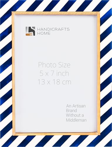 Handicrafts Home Decorative Resin Inlay & Brass Blue Picture Frame, 5x7 - color: HALO-GONDOLA, size: 5X7
