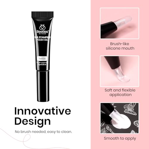 Beetles French Tip Tool: Stamp Gel Silicone Nail Stamp Kit - color: E - Black White-4