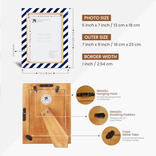 Handicrafts Home Decorative Resin Inlay & Brass Blue Picture Frame, 5x7 - color: HALO-GONDOLA, size: 5X7
