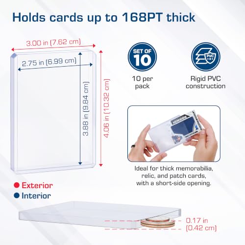 BCW 168 Pt Thick Card Topload Holders for Relic and Patch Cards, 10 Count - color: 168 Pt. / 4.25 Mm