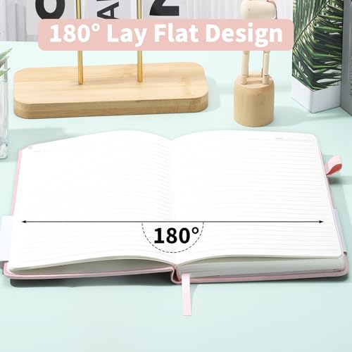 Thboxes 160 Pages A5 Lined Journal Notebook, Hardcover Writing Pad, Pink - color: Pink
