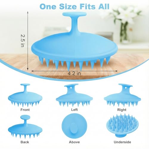 Meartchy Silicone Scalp Massager Shampoo Brush, Scalp Brush for Hair Growth & Dandruff Removal, Hair Scrubber Scalp Stimulator Exfoliator Brush with Soft Bristles for Wet Dry Scalp Care (Light Blue) - color: Light Blue