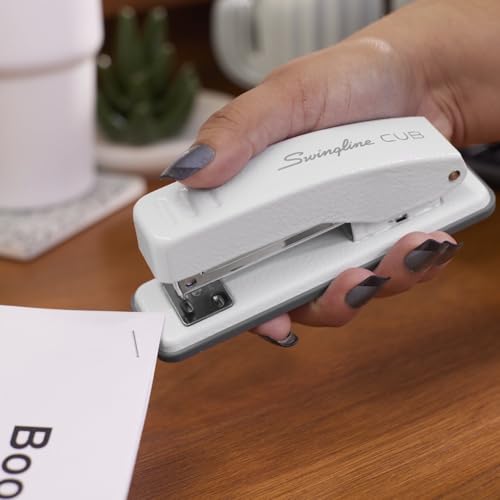 Swingline Stapler, Cub Compact Desktop Stapler, 20 Sheet Capacity, Metal, Arctic White (S701067) - color: White
