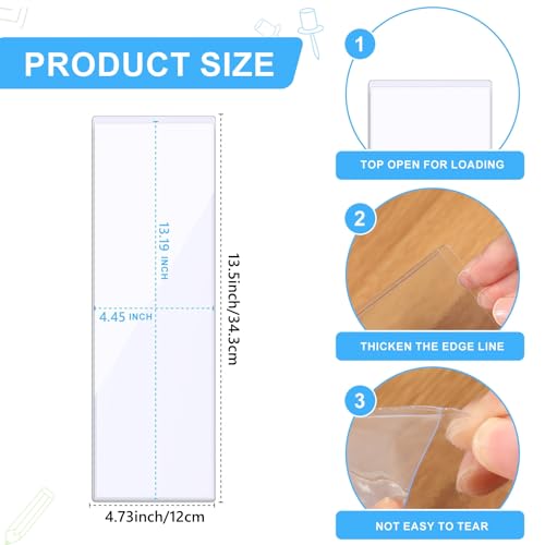 Chinco 30 Pcs Self Adhesive Clear Index Card Pockets,13.5 x 4.73 Inches - size: 13.5 x 4.73 Inches