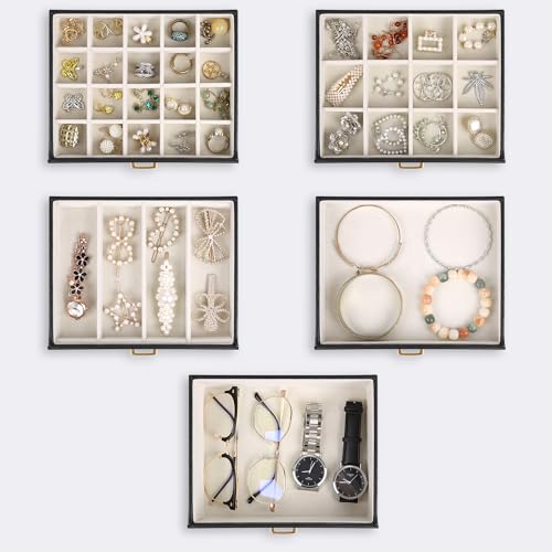 Kendal Extra Large Jewelry Box Jewelry Case PU Leather 6 Tier 5 Drawers Large Storage Capacity with Mirror Jewelry Storage Organizer Great Gift Also Good For Watches LJC-SHD5BK (black) - color: Black, size: Extra-Large(12.7"x12"x6.7")
