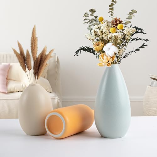 Flower Ceramic Vase for Home Decor, Minimalist Decorative Vases Set