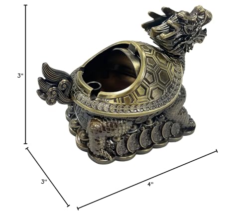 Briskfeel Feng Shui Dragon Turtle Multi Functional Metal Statue Wealth Prosperity Sculpture for Living Room Office Desk Feng Shui Art Best Housewarming Congratulatory GIF (D2 Brass) - color: D2 Brass