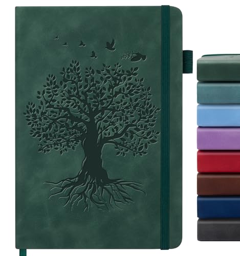 Lined Journal Notebook for Women Men, A5 Hardcover Leather Journals - color: A-Tree-AGreen, size: 1 Pack-A5（5.8"×8.3"）