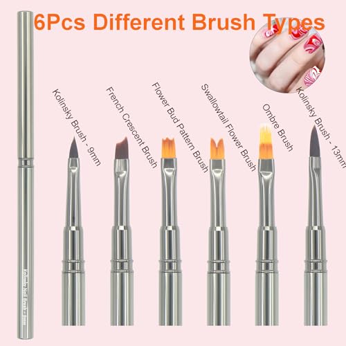 MYR 6Pcs Metal Nail Art Brushes & 2pcs Nano Nail Files for Nail Art Designs