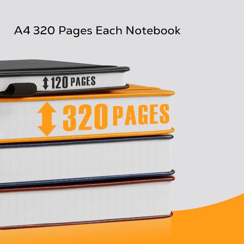 FOCUS DAY A4 Hardcover Notebook, Large 8.5 x 11 Notebook Journals for Writing Note Taking Women & Men, 320 Pages Hardcover Work Notebook Journal Notepad Writing Pads, Orange - color: 5.Orange, size: A4