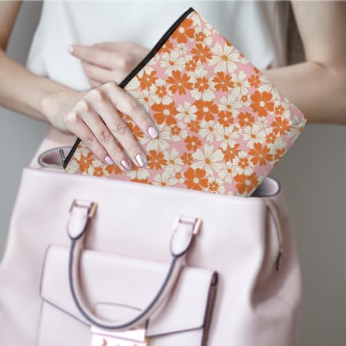 Boho Makeup Bag, Aesthetic Daisy Floral Cosmetic Bag Makeup Organizer Pouch - color: Flower