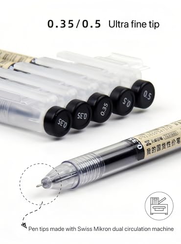 12 Pcs 0.5mm Black Gel Ink Pen Japanese Stationery Extra Fine Chinese Ballpoint Pen for Office School Korean Stationery Supply - color: 12Count-Black Ink-0.5mm