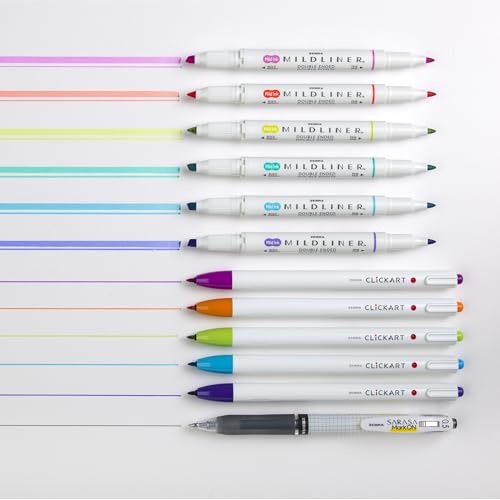 Zebra Pen Notetaking Set, MILDLINER, CLiCKART & SARASA, Assorted, 12-Pack - style: Journaling and Planning Set