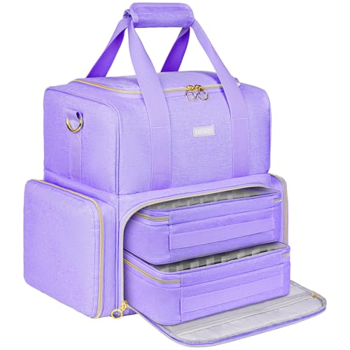 Nail Polish Organizer Holds 80+ Bottles,Nail Polish Carrying Case with 2 Removable Bags,Nail Organizers and Storage for Nail Tech,Portable Nail Supplies Holder,Mother Day Gift for Women Grils,Purple - color: Purple