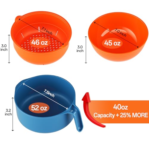 MEACOLIA Jumbo 50 oz Microwave Ramen Cooker Bowl - color: Orange, size: 50 oz Ramen Bowl (Bowl Only)