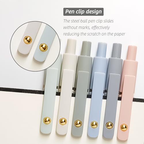 YOXMJDB Gel Pens, 6 Pcs 0.5mm Fine Point Smooth Writing Pens Cute Pens, High-End Series Black Ink Pens for Journaling Note Taking, School Office Supplies for Women Men (6 Pcs Gold Morandi) - color: 6 Pcs Gold Morandi