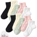 SIONCY 10 Pairs Ruffle Socks Women Cute Cotton Ankle Socks Casual Frilly Sock, Breathable, Low Cut Size 5-10 - color: 10 Pairs - Multicolorb