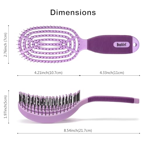 NuWay® DoubleC® Scalp Care Hair Brush – Patented Double Curve Design for Scalp Massage, Vented Blow-Dry Styling, Wet & Dry Hair, All Hair Types (Lavender) - color: Lavender