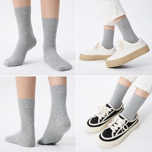 ATBITER Women Thin Cotton Crew Socks,Ankle Bootie Casual Dress Socks 6Pairs - color: 6 Pairs Grey, size: 5-9