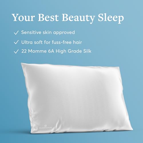 Mulberry Silk Pillowcase for Hair and Skin, 22 Momme 100% Silk - color: Silver Pillowcase