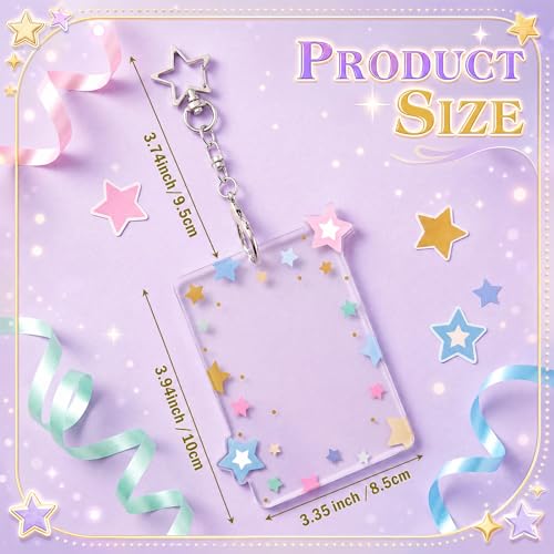 Geyoga 12 Star Photocard Holder with Metal Chain Transparent Y2K Charm 3" - style: Star