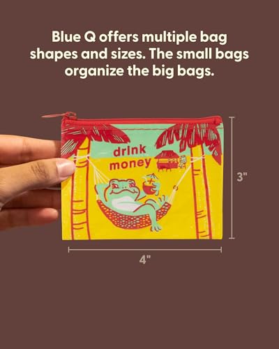 Blue Q Coin Purse - Cute Coin Pouch for Men & Women, Small Pouch Organizer - color: Drink Money