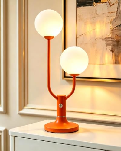 Lightdot Orange Table Lamp Dimmable Vintage Globe Lamp G9 2 Bulbs Included - color: 03-Orange-Globe-2U