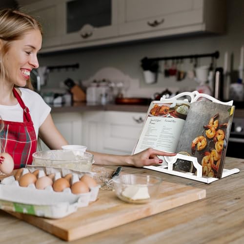JOGREFUL Cast Iron Cookbook Stand, Kitchen Recipe Holder Love Heart White - color: White, size: Heart