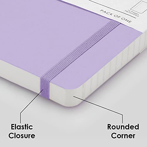 myPAPERCLIP Limited Edition A5 Ruled Notebook | 192 Pages, 100 GSM, Soft Cover, A5 (5.83 × 8.27 in) | Flat Lay | Bookmark & Elastic Closure | Lilac - color: Lilac, style: Ruled