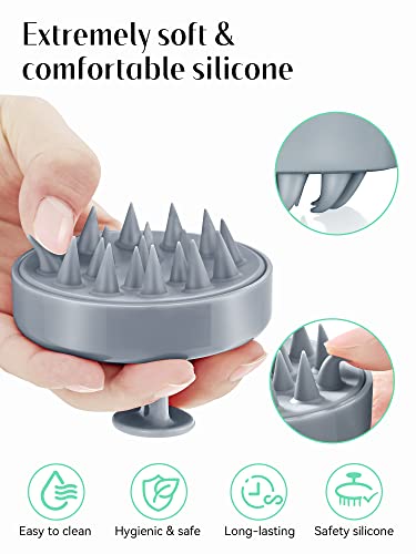 HEETA Scalp Massager Hair Growth Scrubber for Dandruff Removal Hair Care - color: 04-sky Gray